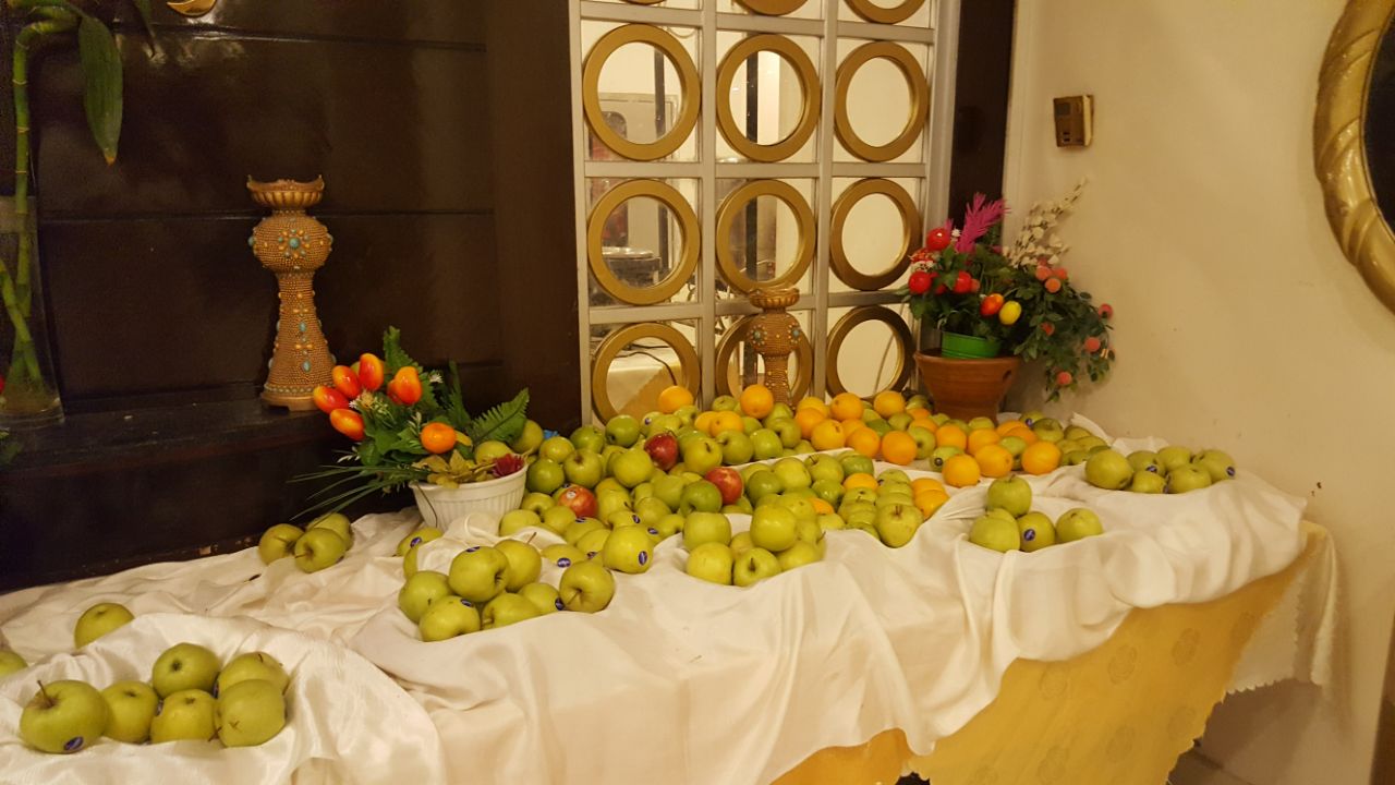 Indian catering buffet spread at the Haj accommodation food court