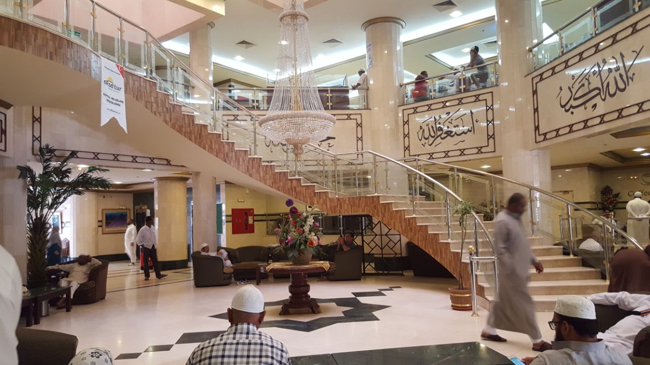 Spacious hotel lobby provided to Haj and Umrah pilgrims during their stay